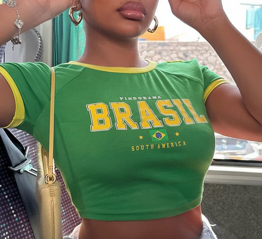 Baby Tee Brasil Retro - Lumiar Pindorama